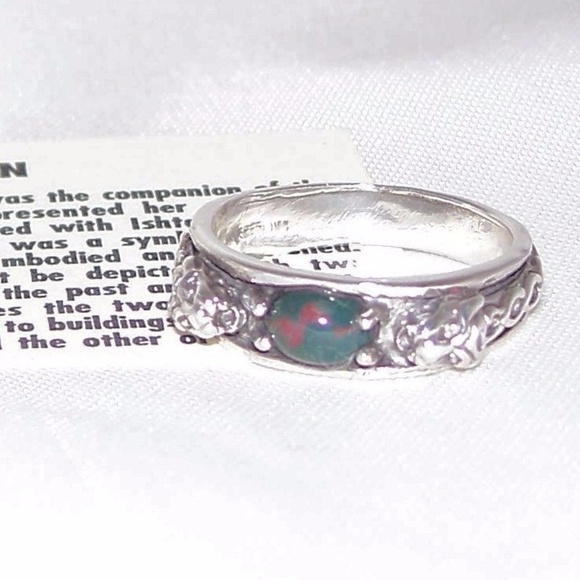 LION head Ring .925 Sterling Silver w/ genuine Bloodstone gem Celtic Lion USA - Picture 2 of 10